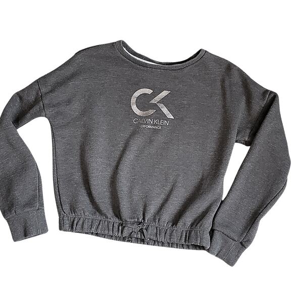 Girls Calvin Klein Performance Gray Long Sleeve Sweatshirt L 12/14 - Picture 1 of 5